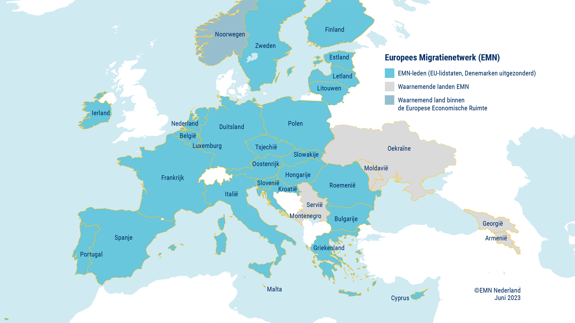Kaartje Europa EMN-leden