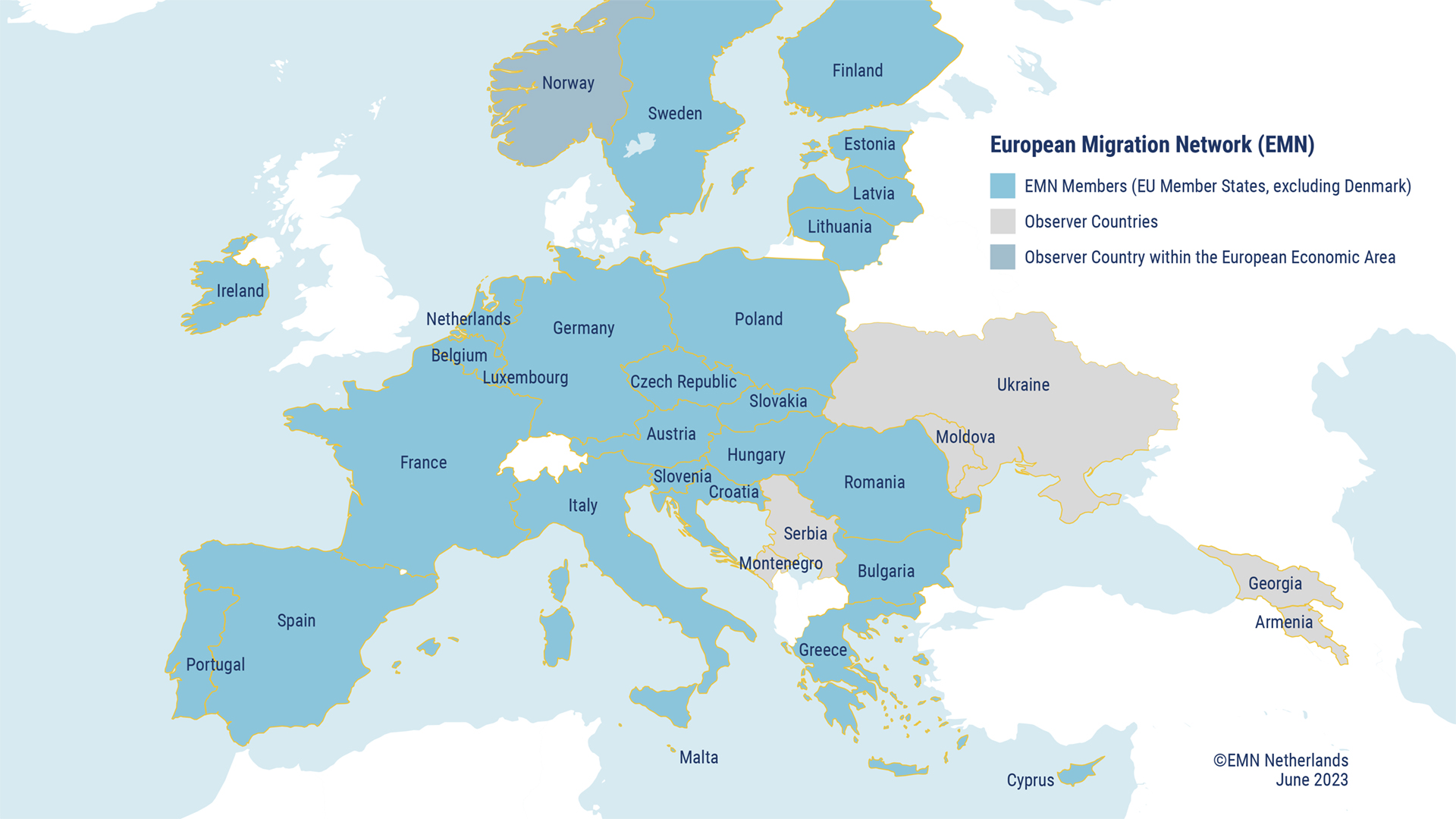 Map EMN Member and Observer Countries