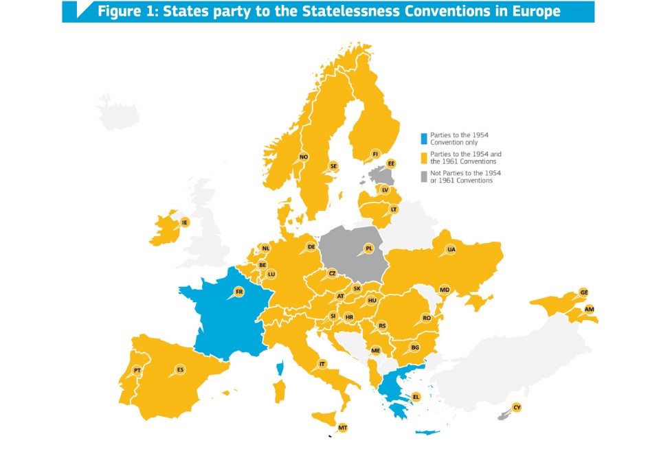 Kaartje Europa leden staatloosheidconventies 1954 en 1961