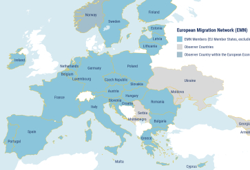 Kaart Europa met leden EMN